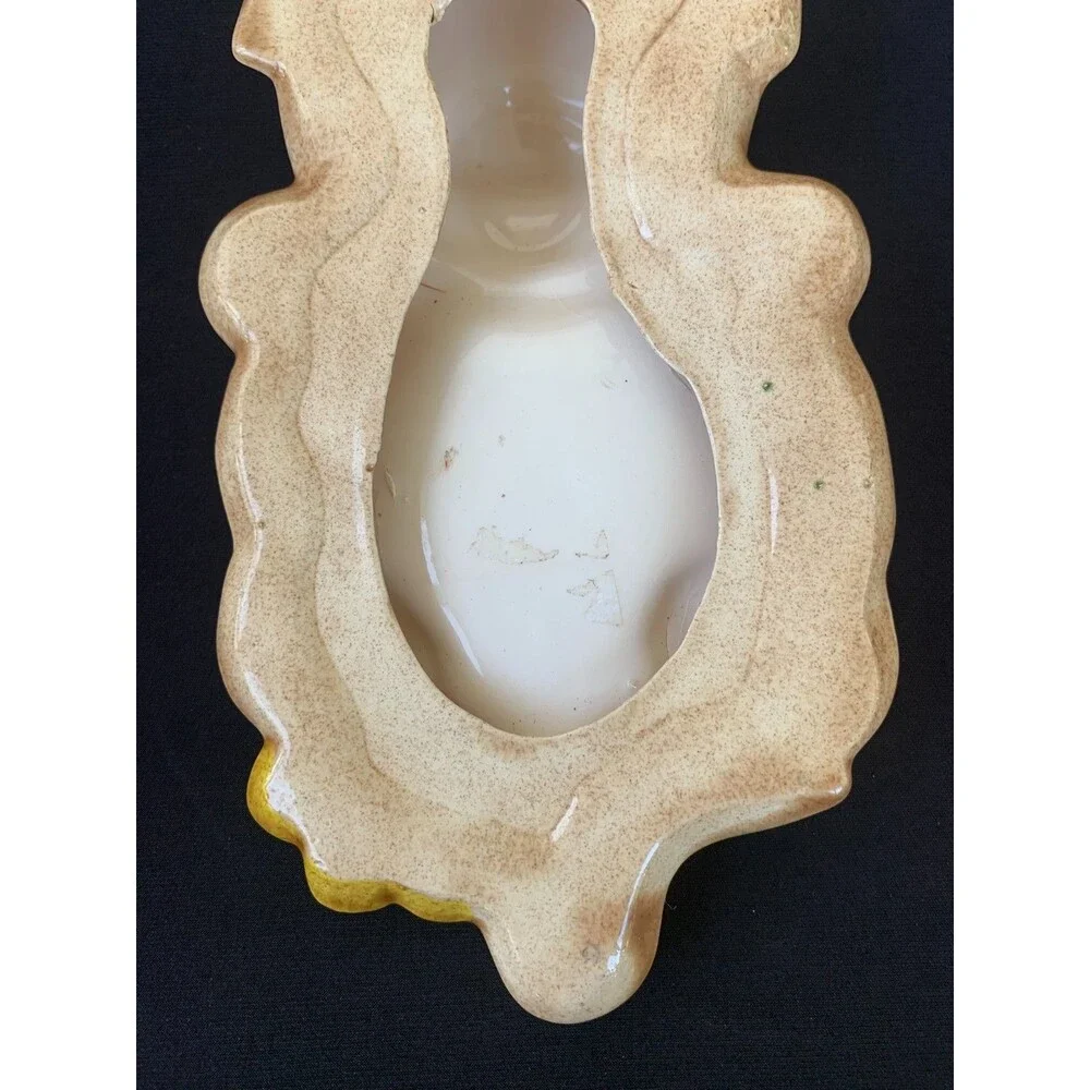 Vintage Anthropomorphic Pig Spoon Rest Flowers Big Eyes Smiling